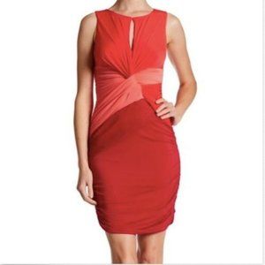 NFS Halston Heritage Colorblock Ruche Sheath Dress
